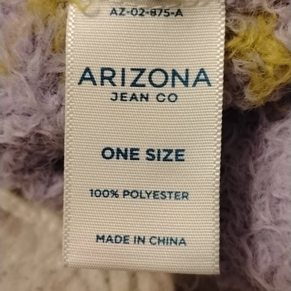 Arizona Jean Company Junior Striped Lilac/Lime/Yellow Knit Beanie, NWT